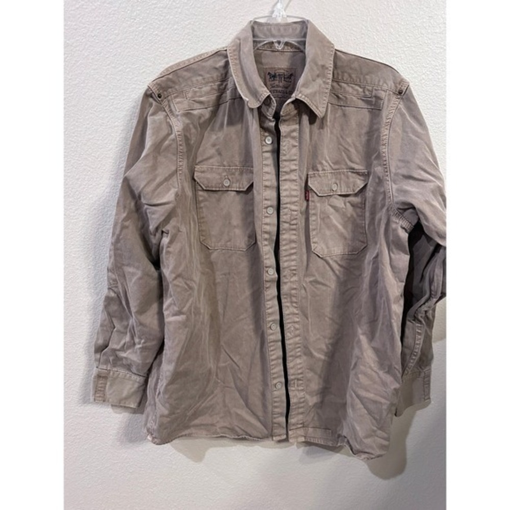 Levi Strauss & Co. Mens Brown Button Up Shirt Jacket Two Horse Brand